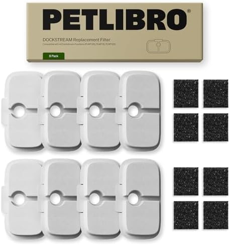 PETLIBRO Filter Katzenbrunnen 8er Pack für Dockstream Trinkbrunnen für Katze PLWF115, PLWF116, PLWF106, PLWF005, 4-Monats-Set Ersatzfilter für Katzentrinkbrunnen