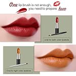 Rownyeon Travel Retractable Lip Brush Applicators Flat for Lipstick Gloss Creams Portable with Cap, Professional Makeup Brush for Women Girls As Christmas Gift and Halloween Makeup Tools Silver - Image 5