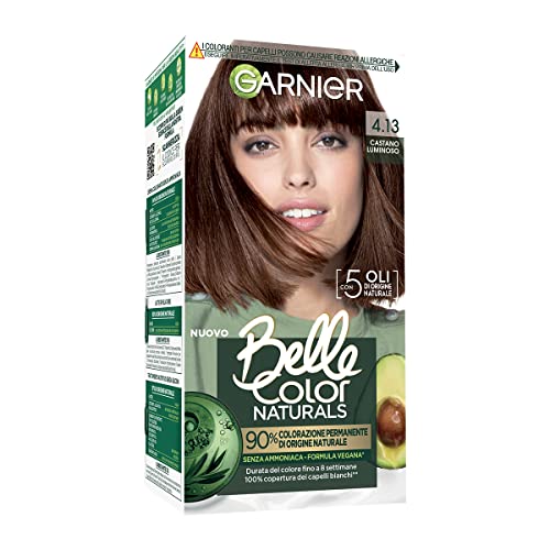 Garnier Colorazione Permanente Belle Color Naturals, Per Un Colore Luminoso Fino A 8 Settimane, Senza Ammoniaca Al 90% Di Origine Naturale, Castano Luminoso 4.13-image
