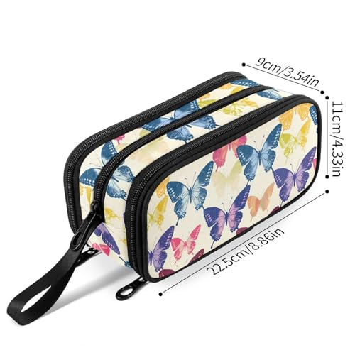 Image of Fustylead Beautiful Colorful Flying Butterflies Large Pencil Bag Storage Pen Case Makeup Pouch Stationery Bag for School College Office Organizer