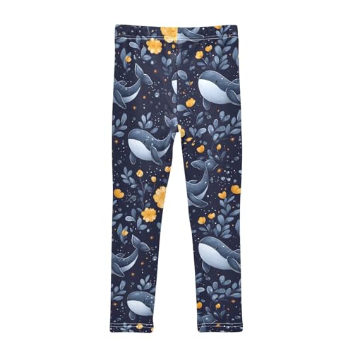 Whale Floral Girls Leggings Soft Stretch Workout Yoga Dance Pants for Kids Casual Tights2