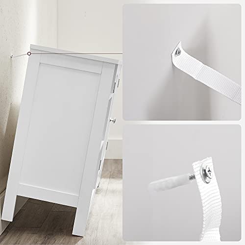 VASAGLE Mueble de Lavabo, Mueble de Baño, Mueble bajo Lavabo, Extra Largo, 90 x 30 x 60 cm, 2 Puertas, Compartimentos Abiertos, Estantes Regulables en Altura, Blanco BBC410P31