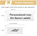 100 PreCut Iron On Personalized Fabric Clothing Name Labels with Font Choice. Custom 2”x5/8” Laundry Tag for Nursing Home, Camp, School, Day Care, Uniforms and Crafts. Child Safe Label.