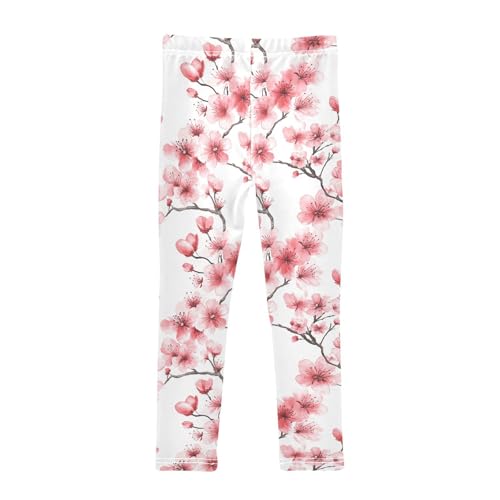 Girls Leggings Cherry Blossoms Soft Toddler Leggings for Girls Kids Pants Size 4T-10T2