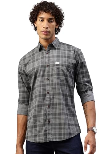 Image of Majestic Man Men Comfort Slim Fit Pure Cotton Tartan Checked Casual Shirt