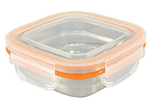 Mighty Hippo SQUARE Stainless Steel Food Container (Size: SMALL) - Perfect For Snacks (Leak Proof/Dishwasher Safe/Reusable/Food Safe/Metal/BPA Free)