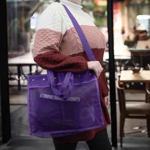 Image of BambooMN JubileeYarn Mesh Yarn Storage Tote Bag - Purple - 1 Bag