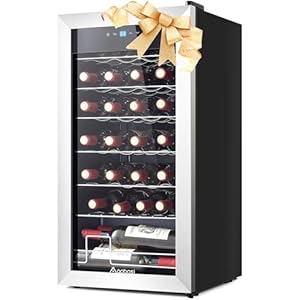 AAOBOSI Wine Fridge, 28-Bottle Capacity Beverage Cooler, Glass Door, 46-66 Adjustable Temp, Free Standing Wine Refrigerator for Bar, Home, Condo