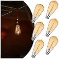 LED Edison Bulb Equal 25w Vintage Amber Light Bulbs 2000K Soft Yellow Light LED Bulbs, Super-Thin Spiral Filament Incandescent Warm Light Amber Bulbs, Dimmable E26 Base Night Light Bulbs 4W, 6 Pack
