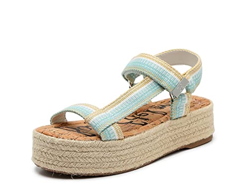 Image of Sam Edelman Womens Artica Woven Gladiator Platform Sandals Blue 8.5 Medium (B,M)