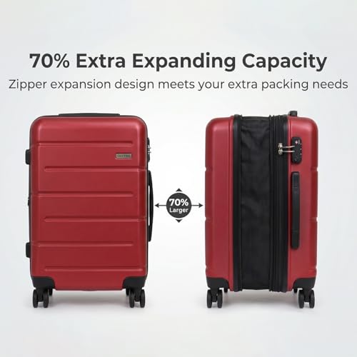 Image of 3-Piece Luggage Set with Carry On Luggage Set 22x14x9 Airline Approved, ABS Hardside Suitcase with 8 Spinner Wheels & TSA Lock, Expandable Suitcase for Men & Women (20 /TB /DB Red)