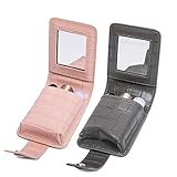 Earnda Lipstick Case for Purse Mini Makeup bag Travel Lipstick Bag With Mirror Cosmetic Pouch Two Packs
