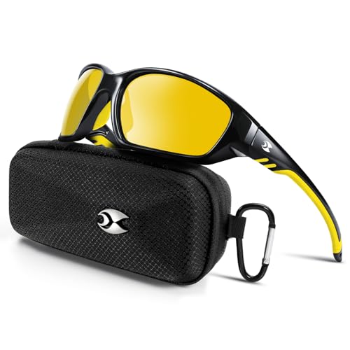 suoso Night Vision Driving Glasses for Men Women, TR90 Anti Glare Polarized Nighttime Glasses HD Yellow Lens