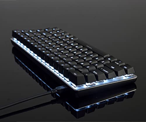 Image of Ajazz AK33 Geek Mechanical Keyboard, 82 Keys Layout, Black Switches, White LED Backlit, Aluminum Portable Wired Gaming Keyboard, Pluggable Cable, for Games Work and Daily Use, Black