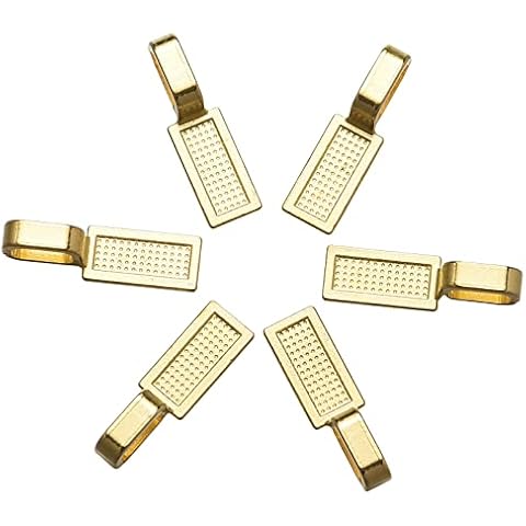 50pcs Antique Gold Designs Small Spoon DIY Oval Jewelry Glue On Earring Flat Pad Bails for Fitting Glass Cabochon Tiles Pendants Jewelry Marking 26X8mm (A370) Cover