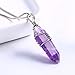 BOUTIQUELOVIN Purple Real Amethyst Healing Crystal Quartz Necklaces Wire Wrap Hexagonal Stones Necklace 18