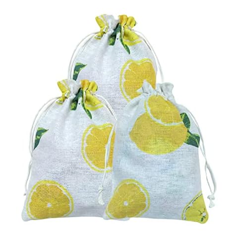 RIGHTA TECH Summer Lemon Party Gift Treat Bags Drawstring Gift Bag Citrus Lemonade Party Favor Bag for Lime Party,Baby Shower,Birthday Party, Summer Fruit Theme Party Favor Bags Supplies Cover