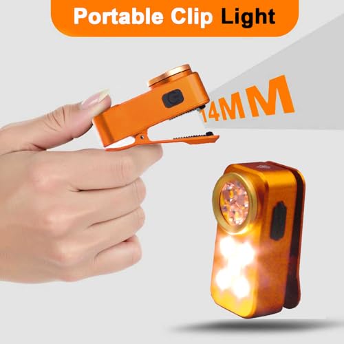 FOSFIS Rechargeable EDC Flashlight, 500 Lumens Portable Clip On Light, Pocket Flashlights Rechargeable, IP68 Waterproof Mini EDC Light for Signaling, Camping, Emergency (Orange) — view 6