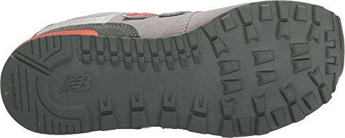 Image of New Balance Kid's 574 V1 Lace-Up Sneaker, Grey /Orange /Green, 6 W US Big Kid (8-12 Years)
