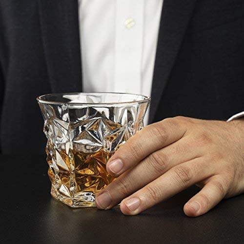 BESTAQUA Half Star Old Fashioned Glasses, Perfect for Serving Scotch, Whiskey or Mixed Drinks, 290 ml (Clear) - Set of 2 3