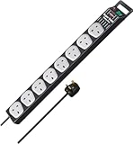 Brennenstuhl Super-Solid-Line 8-way Extension Socket (Extension Lead with Safety Fuse Button, 2,5m cable, sockets in 90° arrangement) black/grey - Image 1