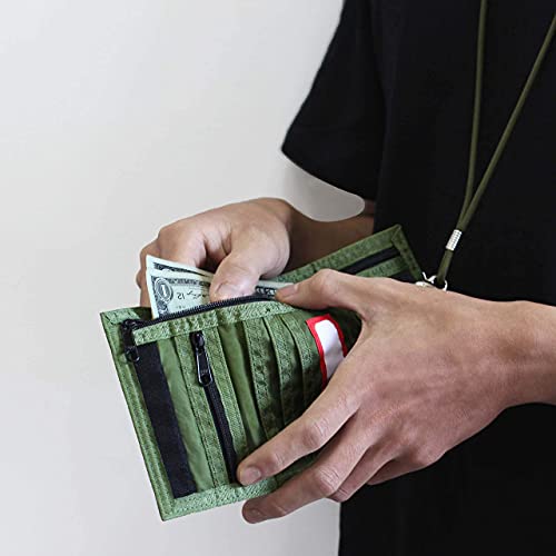 Rough Enough Kids Wallet With Lanyard For Teens Boys Wallets With Zipper Coin Purse Army Green #TOP6
