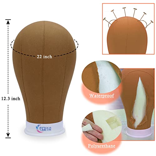 Eerya Wig Stand Tripod With Head, 22 Inch Wig Head Stand With Mannequin Head, Wig Head Stand For Wig Styling Making Displaying, Canvas Wig Head Wig Mannequin Head With Stand Set(22 Inch, Brown) #TOP6