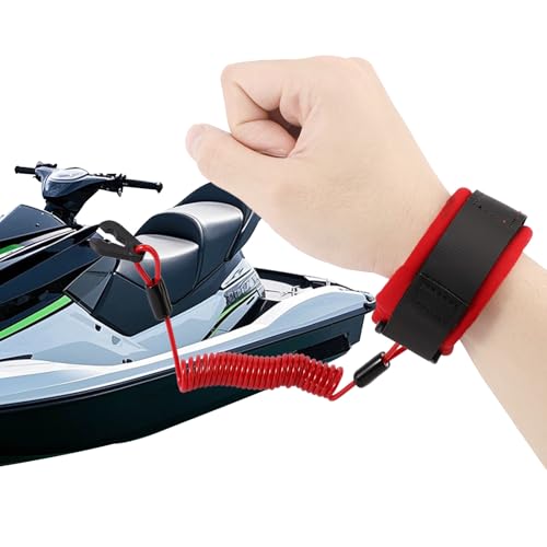 Image of Lyreh Boat Kill Switch Lanyard Wrist Strap, Adjustable Safety Outboard Kill Switch Lanyard Wrist Strap Engine Cut Off Stop Floating Wristband for Boats Motorboats Accessories