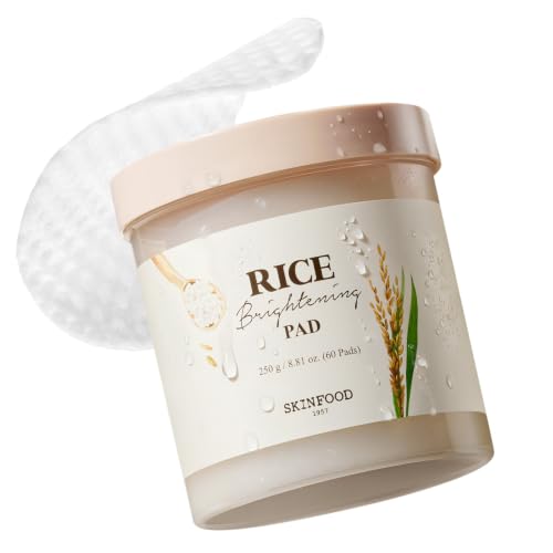 SKINFOOD Rice Brightening Toner Pad, Korean Skincare Face Toner Pads with 48 Hours Fermented Rice...