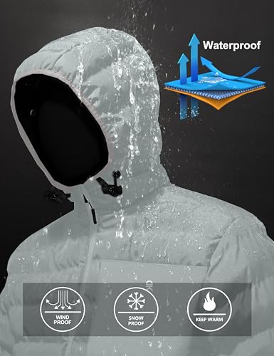 Little Donkey Andy Men's Warm Waterproof Puffer Jacket Hooded Windproof Winter Coat with Recycled Insulation4