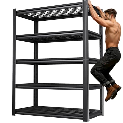 71''H Storage Shelves, Garage Shelving,Adjustable Heavy Duty Shelving Unit,5T Tall Garage Shelves,Metal Standing Shelf Units,Utility Rack For Kitchen Warehouse Industrial Basement 71*35*16