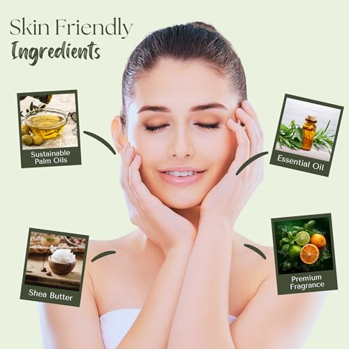 Image of Wavertree & London Basil Lime & Mandarin Scented Natural Soap (2 Bars), 7oz Moisturizing French Triple Milled Soap Bars enriched with shea butter - Pure Plant Based Bath & Body Bars for All Skin Types