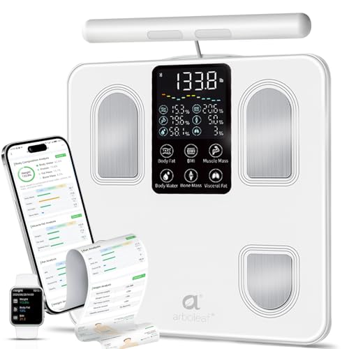 arboleaf Scale for Body Weight Bluetooth Smart Digital Weighing Scales with 8 Electrode Upgrade 50+ Metrics Full Body Composition Analyzer for BMI Muscle Mass