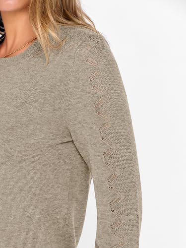 ANRABESS Womens Long Sleeve Sweaters Wool Blend Crew Neck Hollow Out Business Casual Work Tops 2025 Fall Outfits2