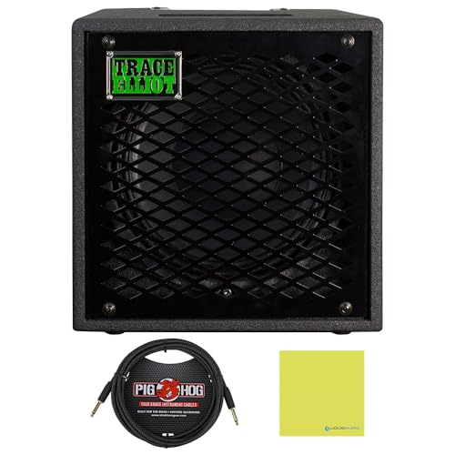 Trace Elliot 1x10 Speaker Cabinet Bundle with 10ft Pig Hog Black Woven Instrument Cable and Instrument Polishing Cloth