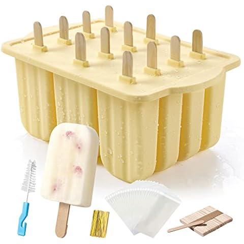 MEETRUE 12-Piece Silicone Popsicle Molds with Sticks and Bags Cover