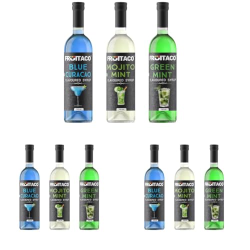 Image of Fruitaco Blue Curacao Green Mint Mojito Mint Syrup Combo 750 ml each (Pack of 3)