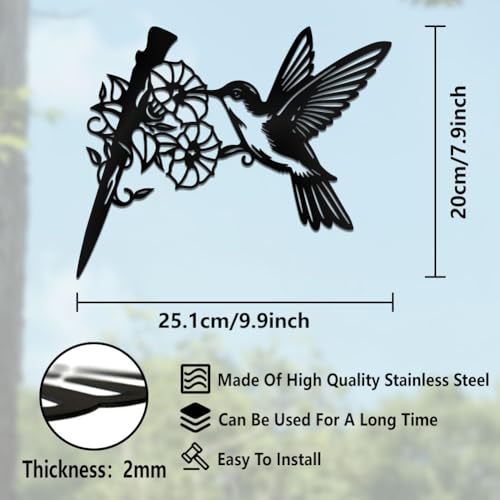 WADORN Stainless Steels Hummingbird Outdoor Tree Silhouette - Image 2