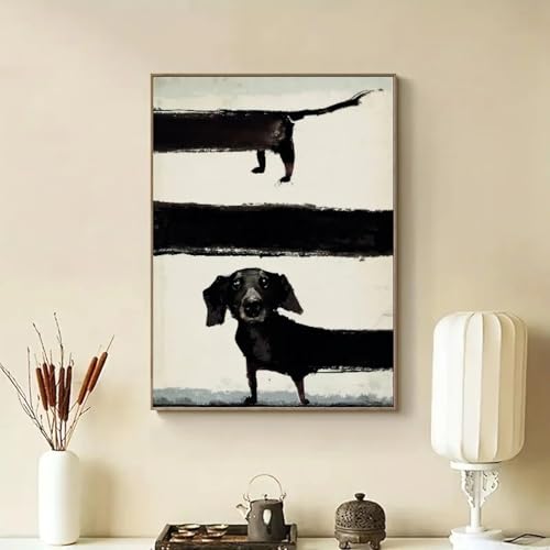 Chien noir impression abstraite 30x40cm affiche d'art mural drôle pour salon - 5