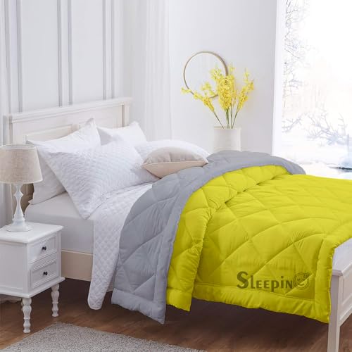 Image of 600 GSM Heavy Winter Single Bed Comforter | Microfiber, Breathable, Reversible,Soft, Lightweight & Machine Washable Comforter for Single Bed 60x90 Inch - SilverYellow