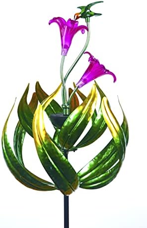 69 in 360 Swivel Hummingbird Tulips Outdoor Large Wind Sculpture Spinners Kinetic Garden Decoration.Decor for Outside Garden Sculptures & Statues Metal Windmill Outdoor Solar Lanterns