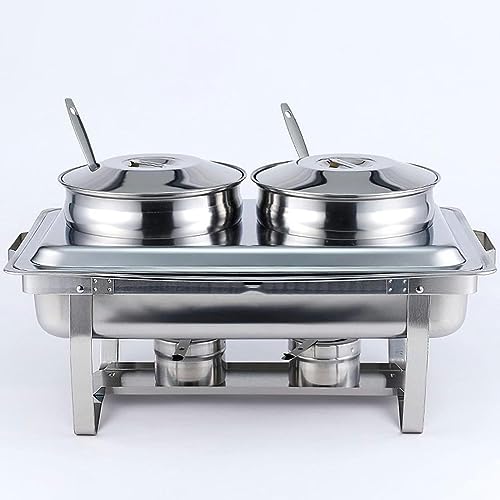Stainless Steel Buffet Warmer Set, Collapsible Hot Pot Chafing Dish With Lid For Catering Weddings. Bandeja de comida duradera mantiene los aperitivos calientes. Fácil de reunirse y limpiar para fiest