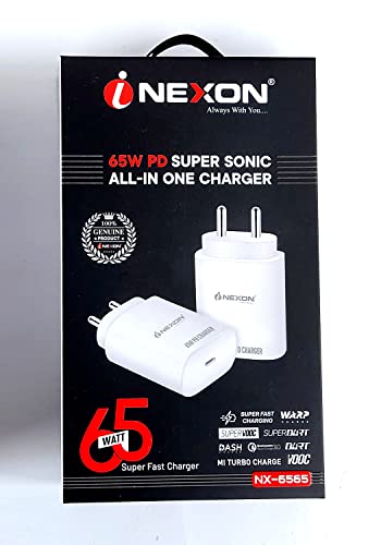 Image of 65W Fast Type-C Charger For Xiaomi Redmi Note 9 Pro Max, Xiaomi Redmi Note Nine Pro Max Charger Original Adapter Like Wall Charger | Mobile Charger | Fast Charger | Superfast PD Charger Adater power Delivery Android USB Charger With 1 Meter USB Type C To Type-C Charging Data Cable (65 WATT, KT1, White)