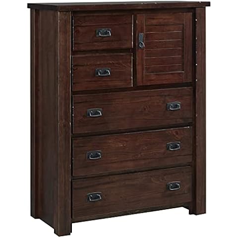Progressive Furniture Trestlewood Chest, 40" x 18" x 52" H, Brown Cover