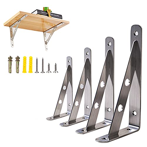 NYDCTHOM Équerre De Fixation, Equerre Murale Acier Inoxydable, Support Etageres Murales Triangle, Etagere Angle de 90 Degrés Murale avec Vis Assortie pour Bricolage - 4 Pcs Cover