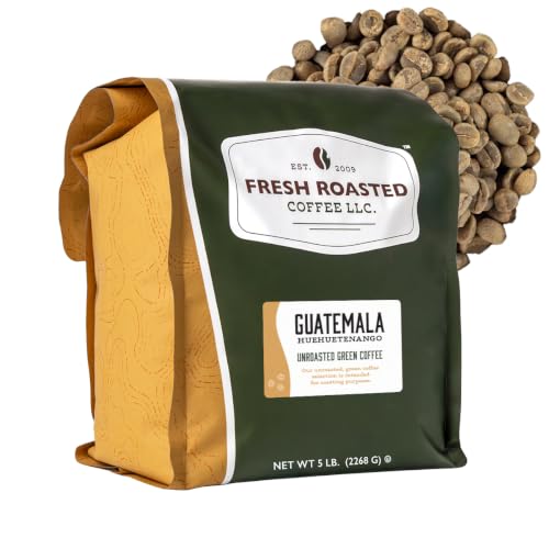 Fresh Roasted Coffee, Guatemala Huehuetenango Unroasted Green Coffee Beans for Home Roasting, Kosher, 5 lb (80 oz)