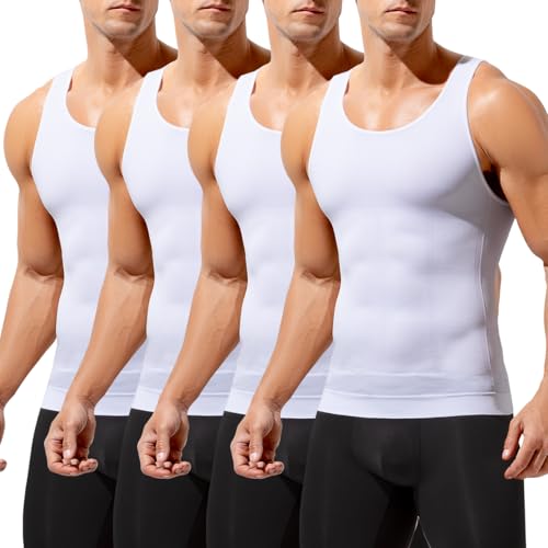 Arjen Kroos Compression Shirts for Men Body Shaper Slimming Tank Top Undershirts Gym Gear Shapewear 4 Pack