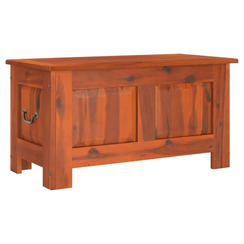 Eleganz Baúl de almacenamiento de madera maciza de acacia con tapa, elegante para salón, dormitorio o pasillo, aspecto de madera natural y duradero