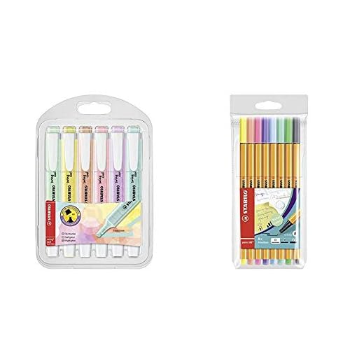Marcador pastel STABILO swing cool - Estuche con 6 + r puntafina point 88 - Estuche con 8 pastel
