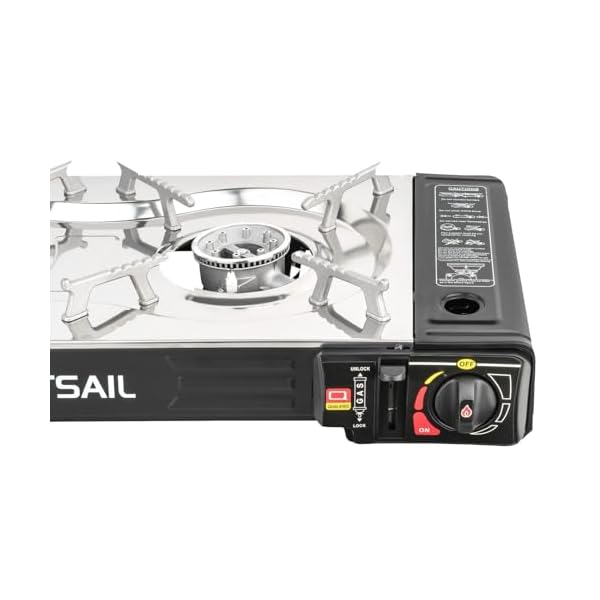 Softsail Doppelgaskocher - Tragbarer, Zwei-Brenner Campingkocher mit Piezo-Zündung, Windschutz & Sicherheitssystem, inklusive Grillplatte und 4 Gaskartuschen, Ideal für Outdoor, Picknick & BBQ – Bild 5